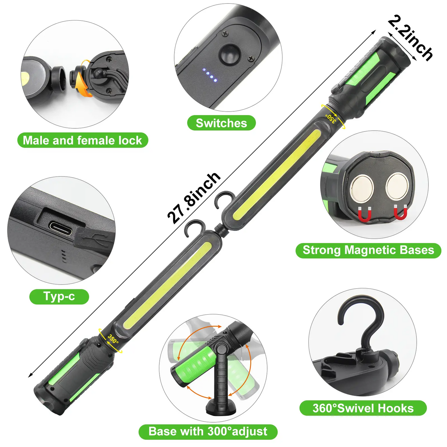Rechargeable Magnetic Work Light Bar