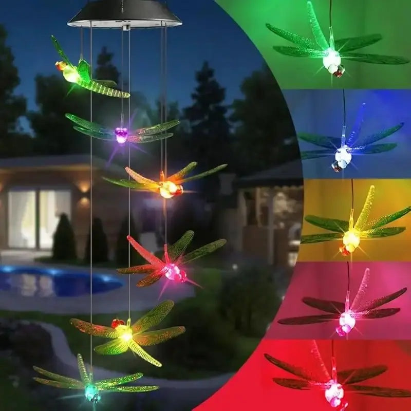 Solar Color-Changing Hummingbird Wind Chime – Waterproof LED Garden Décor