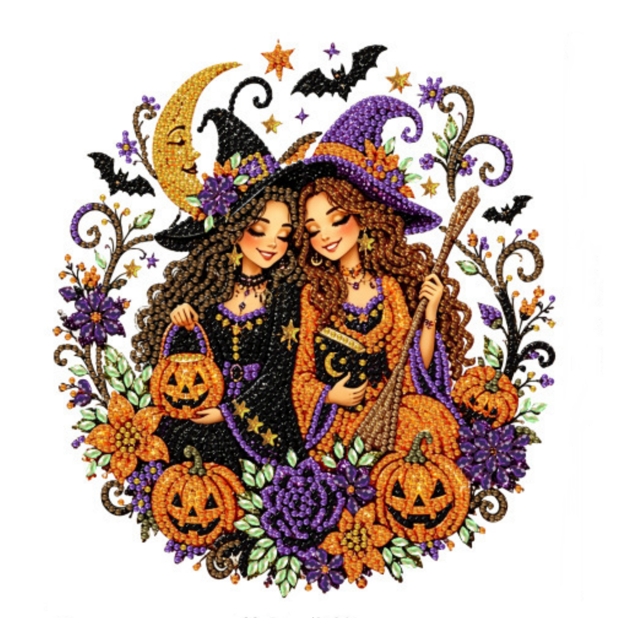 Halloween Hanging Diamond Art Kit – DIY 5D Pumpkin Wreath Gem Ornament