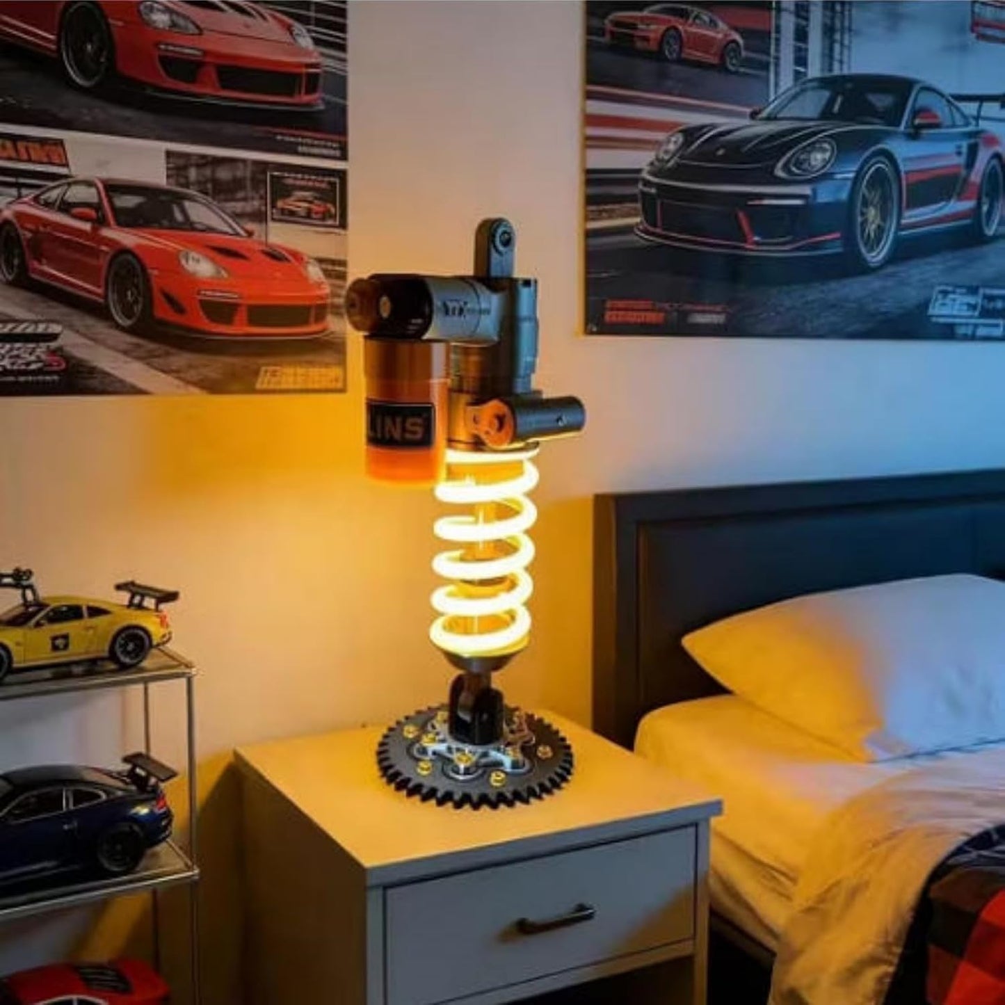 Shock Absorber Table Lamp, Battery Powered LED Night Light