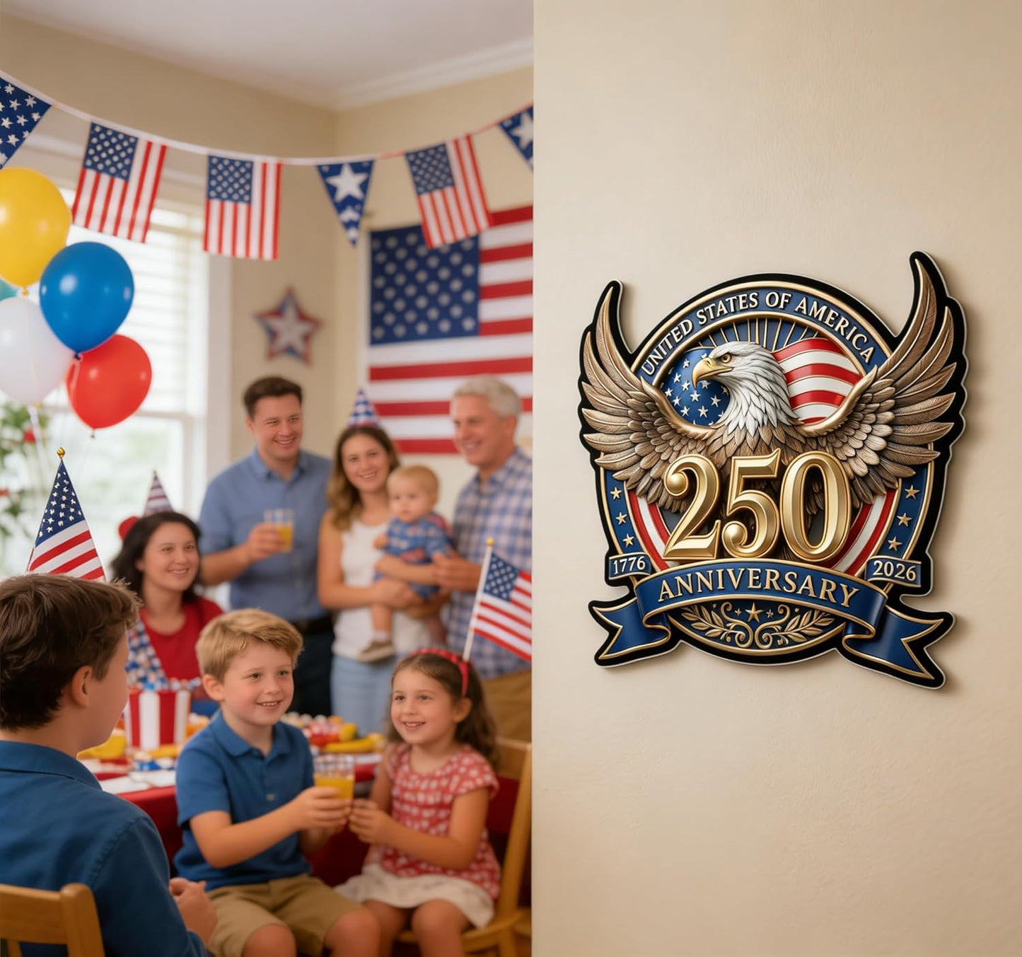 2PCS 250th Anniversary USA Car Decal Sticker