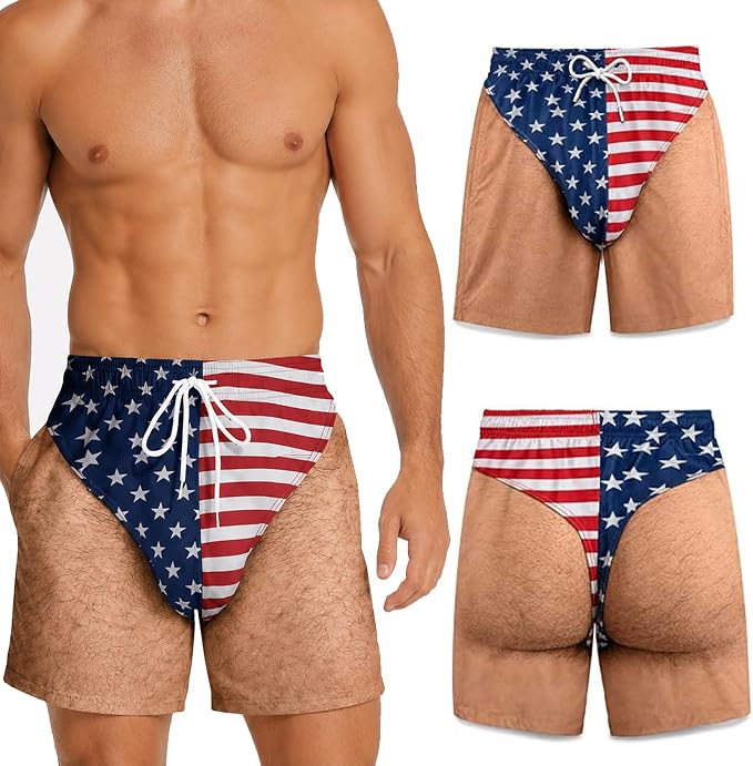 Custom Funny Patriotic Swim Trunks for Men