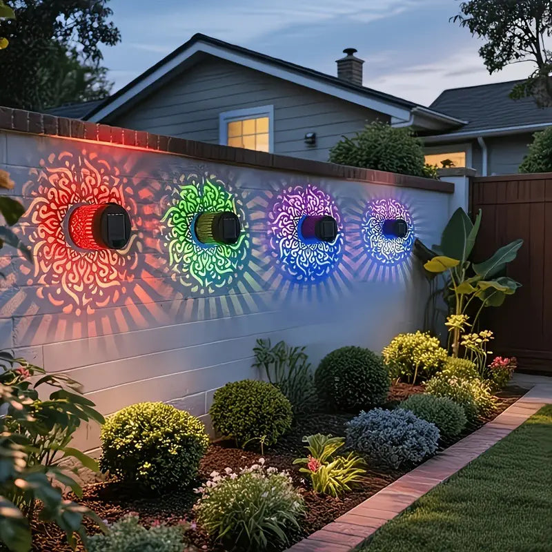2-Pack Solar Mandala Projector Wall Lights