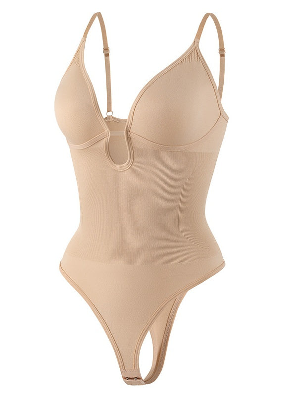 Deep V-Neck Thong Bodysuit – Tummy Control Shapewear