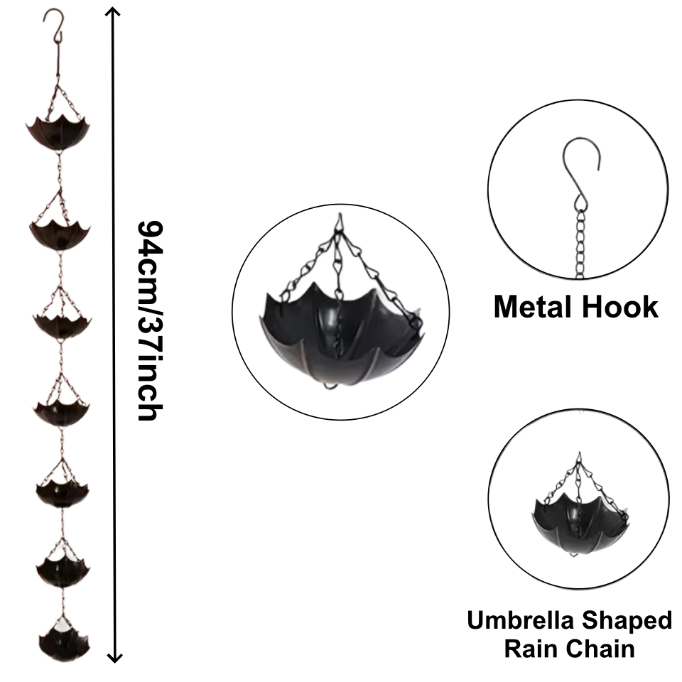 Decorative Metal Rain Chain – Garden Downspout Water Guide (4 Styles)
