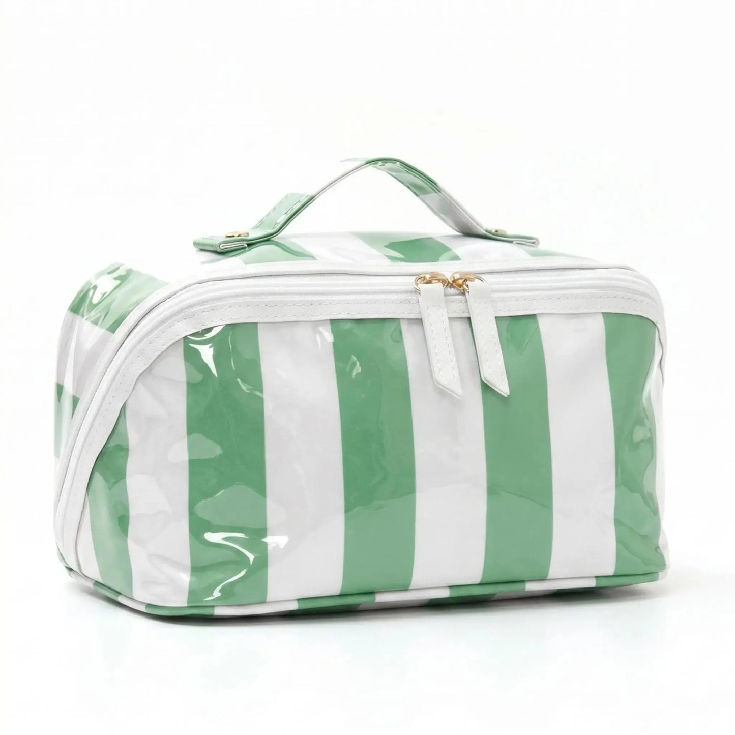 Preppy Striped PVC Travel Cosmetic Bag – Large Capacity, Waterproof Makeup Organizer