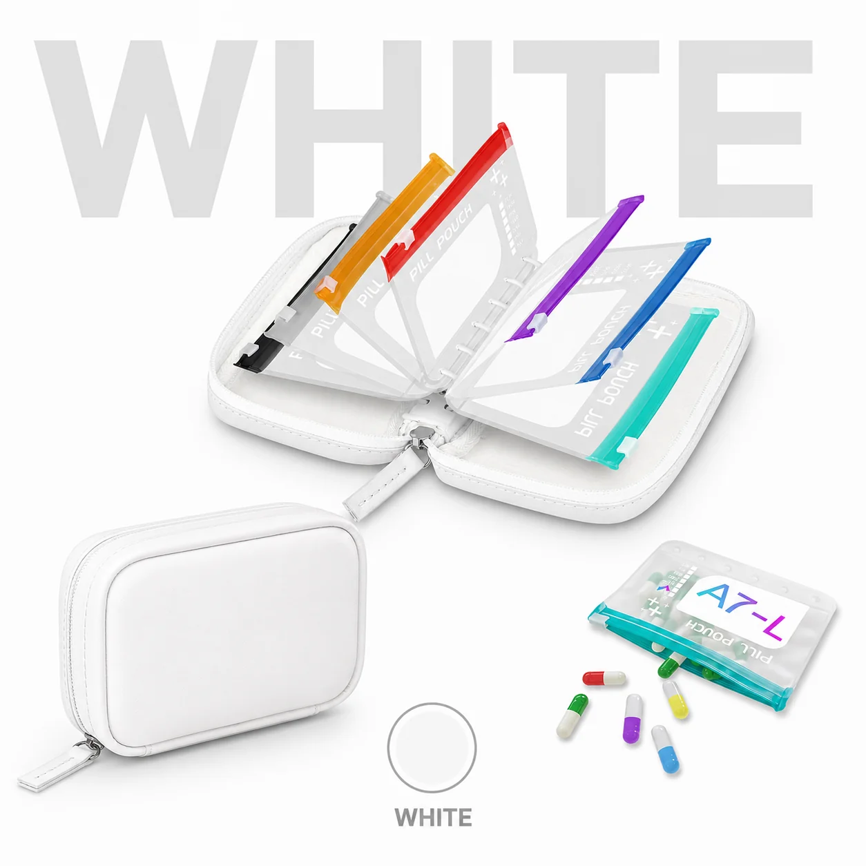 A8 14-Pouch Weekly Pill Organizer – Waterproof, Color-Coded Travel Storage