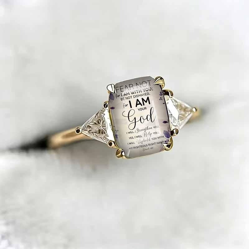 Women's Adjustable Christian Scripture Ring – Gold-Plated CZ Jewelry
