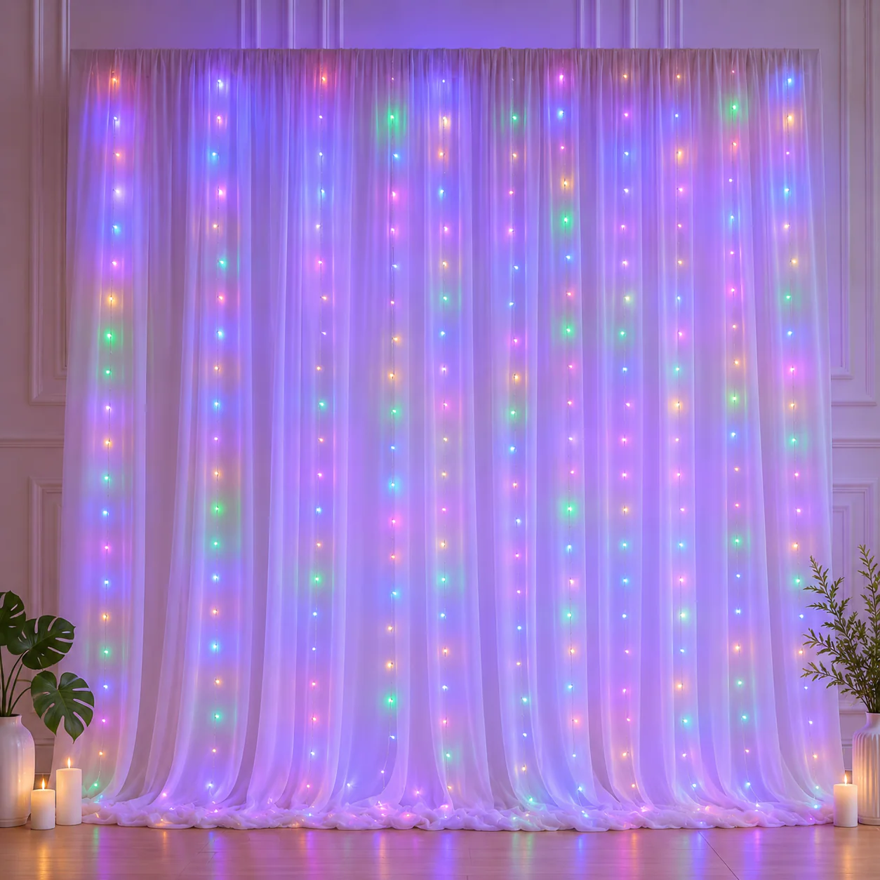 Dreamy Tulle Curtain Lights – 3m Width, Warm Glow, 3 Heights