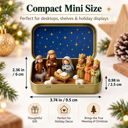 Mini Christmas Nativity Set in Tin Box