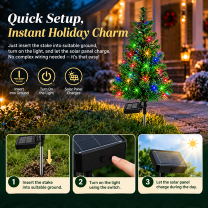 Solar Christmas Tree Lights, 2 Modes, IP65 Waterproof Outdoor Decor