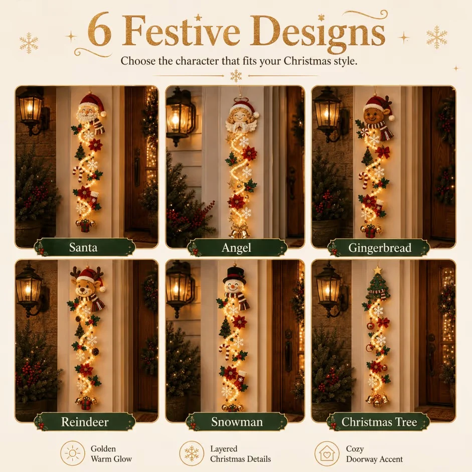 Glowing Christmas Door Hanger|6 Festive Lighted Designs with Warm Glow