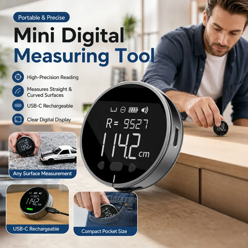 Portable Electronic Rolling Ruler with LCD Display