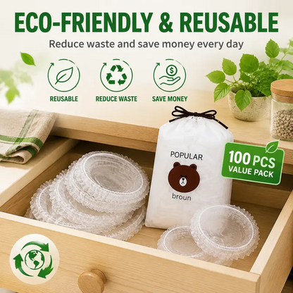 100PCS Disposable Stretch Food Covers for Bowls & Plates