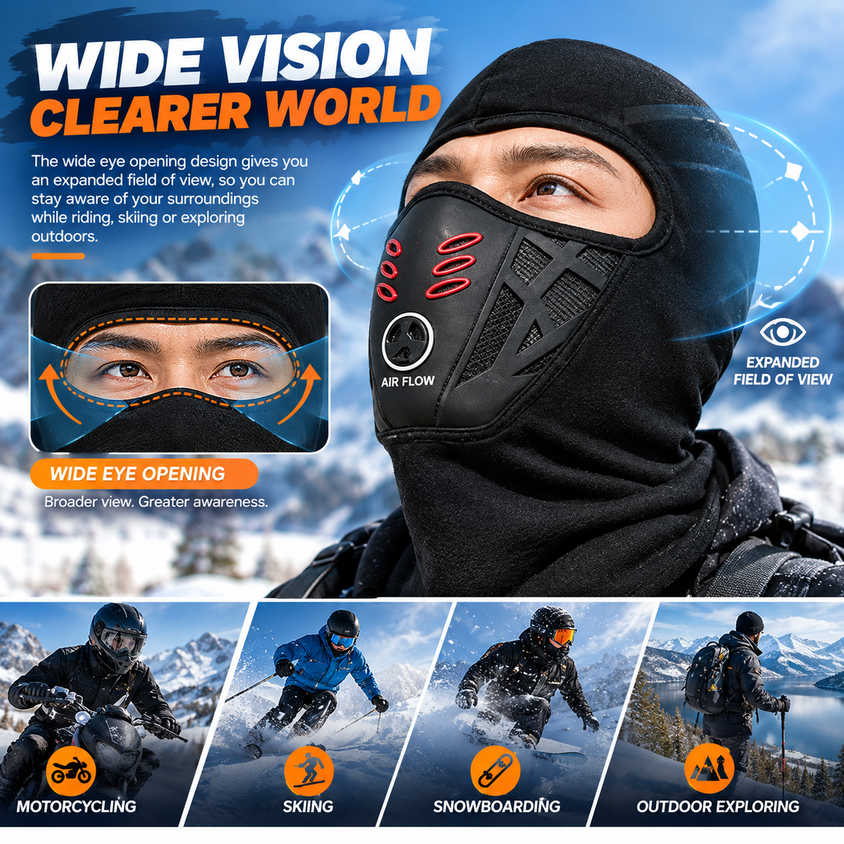 Windproof Winter Balaclava Ski Mask with Thermal Fleece Lining