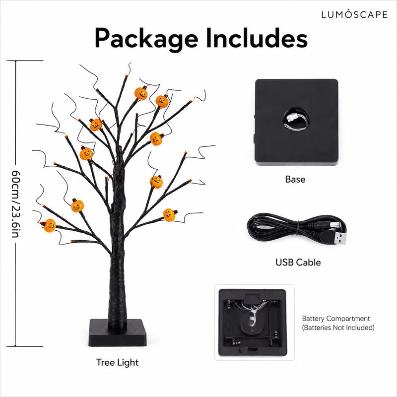 24-Inch Halloween Black Horror Tree Lights