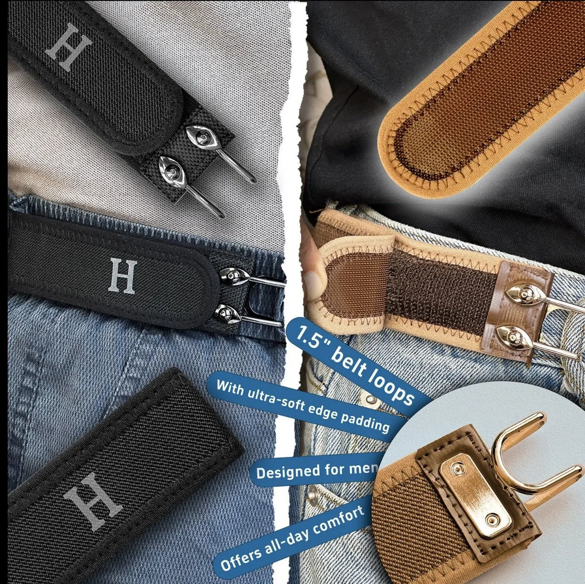2Pcs Metal Hook Elastic Belt