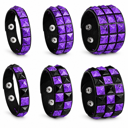 6Pcs Punk Rock Wide Artificial Leather Cuff Bracelets