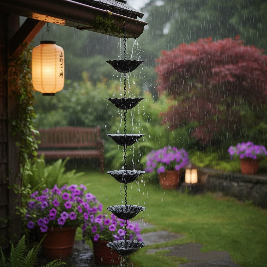 Decorative Metal Rain Chain – Garden Downspout Water Guide (4 Styles)