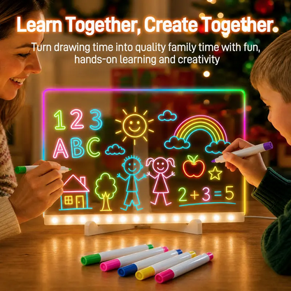 LED Drawing Board for Kids-Reusable Light-Up Doodle & Message Board