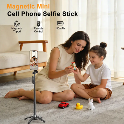 Upgrated 4-in-1 Magnetic Selfie Stick with Remote for Cell Phone 360° Rotation