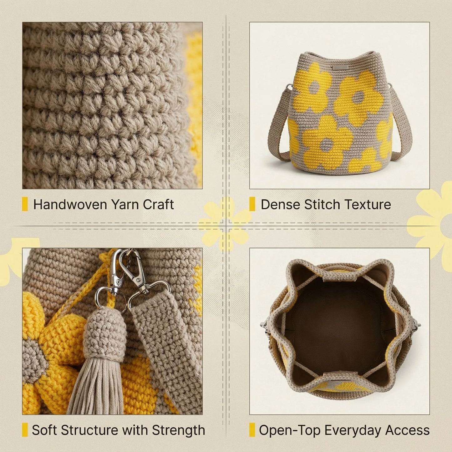 Handmade Crochet Flower Tote