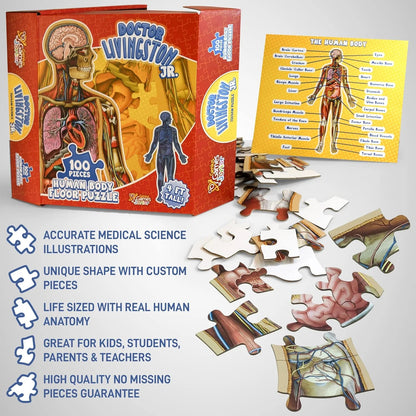 Kids 100-Piece Human Body Floor Puzzle – 4ft Anatomy Learning Puzzle