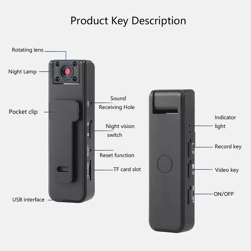 Wireless Vlog Body Camcorder for Recording