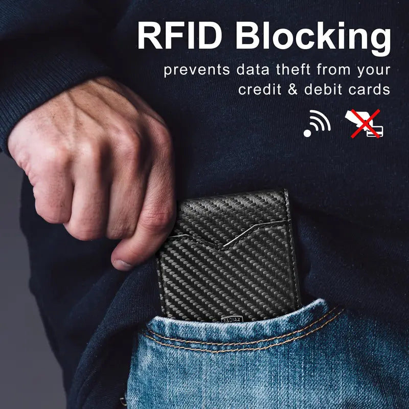 💳RFID Blocking Leather & Carbon Fiber Wallet