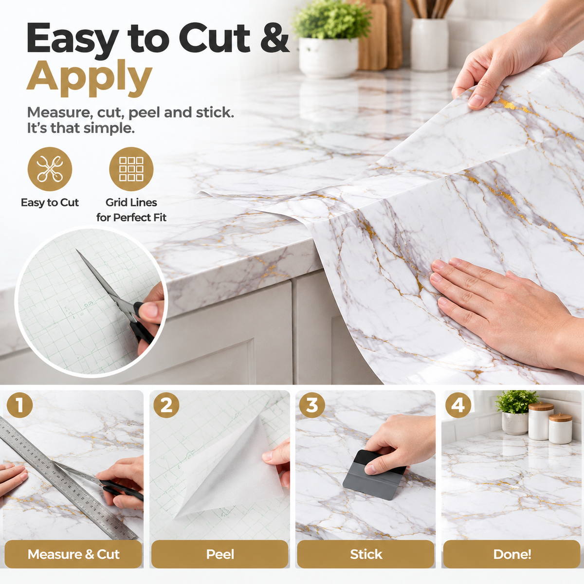 Matte Marble Contact Paper – Peel & Stick Waterproof Vinyl Wrap