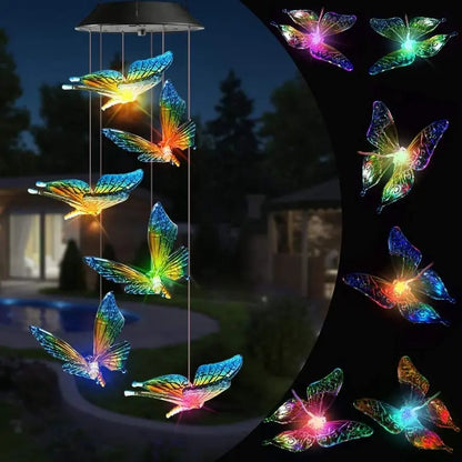 Solar Color-Changing Hummingbird Wind Chime – Waterproof LED Garden Décor