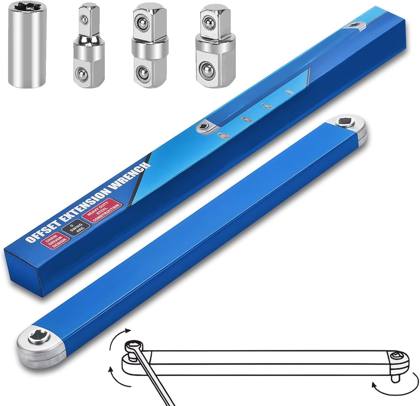 9.8" Zero-Degree Extension Wrench for Tight Spaces