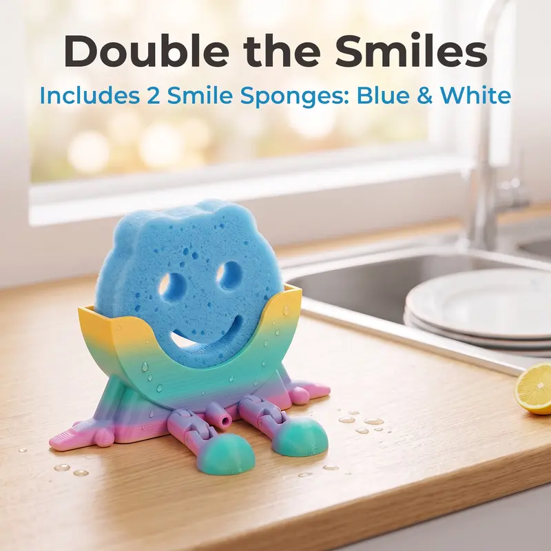 Cute Sponge Holder with Self-Draining Design (2pcs)