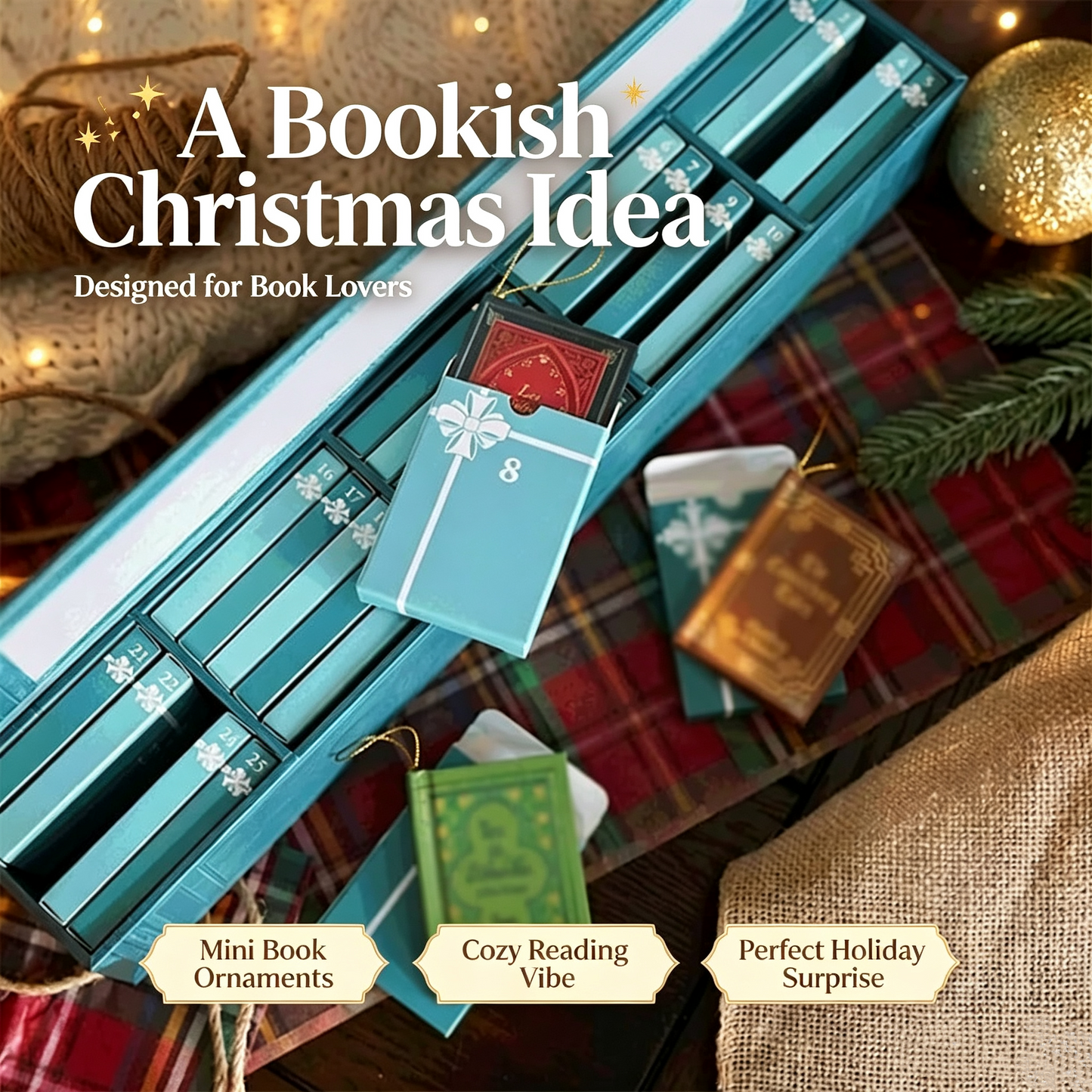 2026 Mini Book Advent Calendar – 24 Christmas Ornaments for Book Lovers