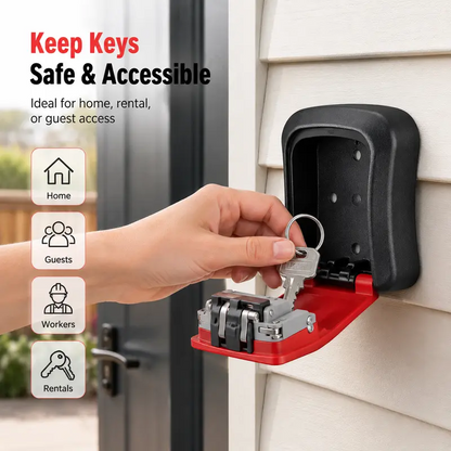 Wall Mount Key Lock Box - 4 Digit Combination Lockbox for Keys Safe Security Storage