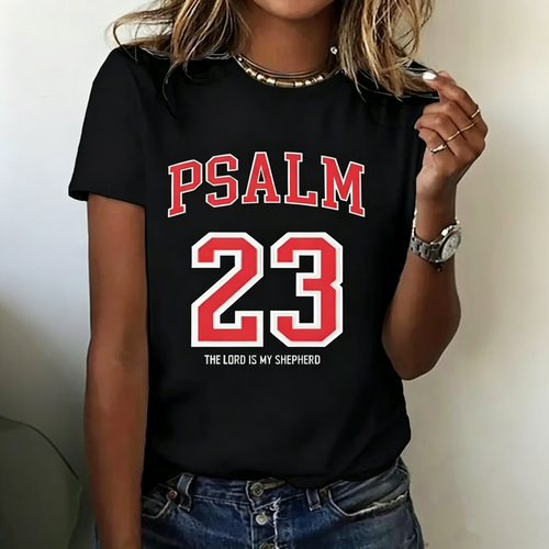 Psalm 23 Graphic Tee – Retro Varsity Bible Verse Shirt