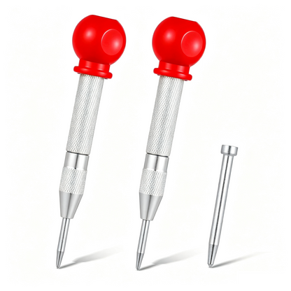 2-Pack Automatic Center Punch – 5" Spring-Loaded Brass Tool for Metal, Wood & Glass