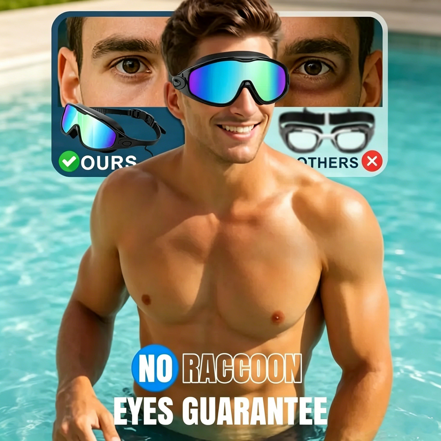 2 Pack Swim Goggles with Waterproof Earplugs & Nose Clip