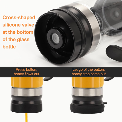 No-Drip Glass Honey Dispenser with Base