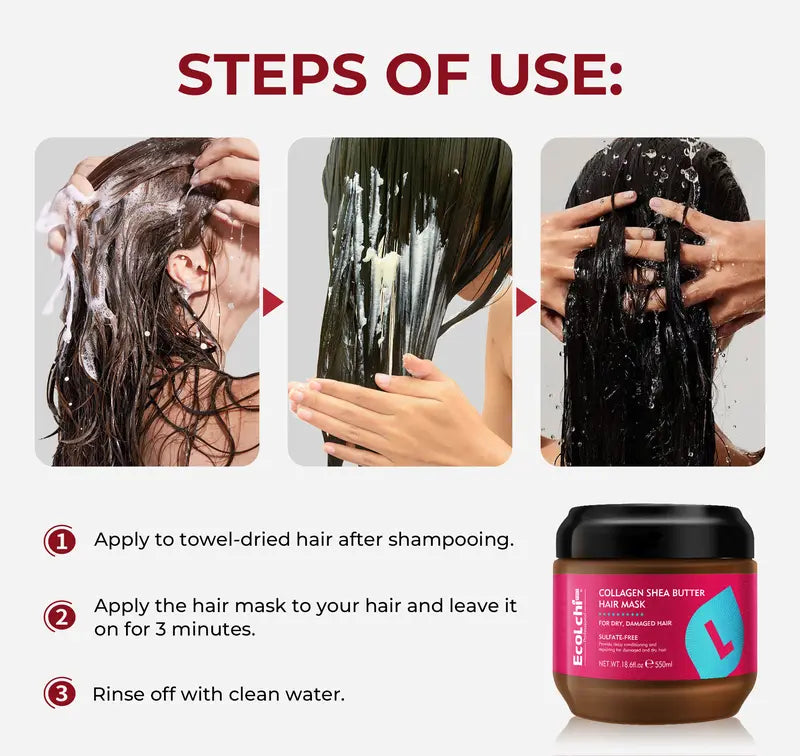 Collagen Shea Butter Hair Mask Deep Repair for Dry and Damaged Hair All Hair Types