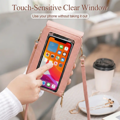 Women Touchscreen Clear Window Crossbody Phone Wallet
