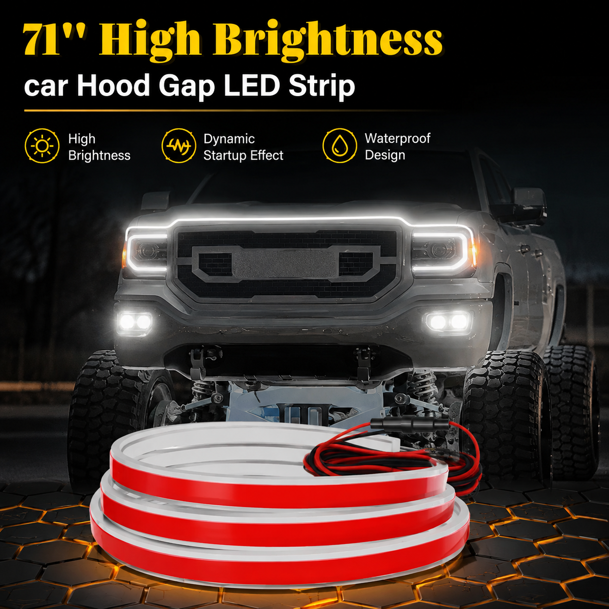 71" High Brightness car Hood Gap LED Strip-Dynamic Scan Activated Design