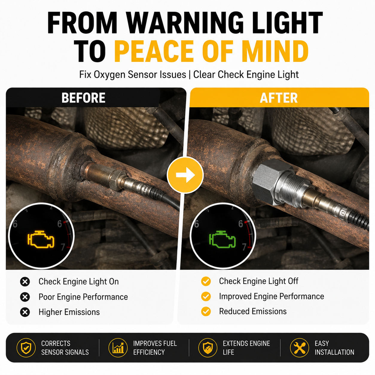 Universal Car Oxygen Sensor-M18x1.5 O2 Sensor Spacer Extender
