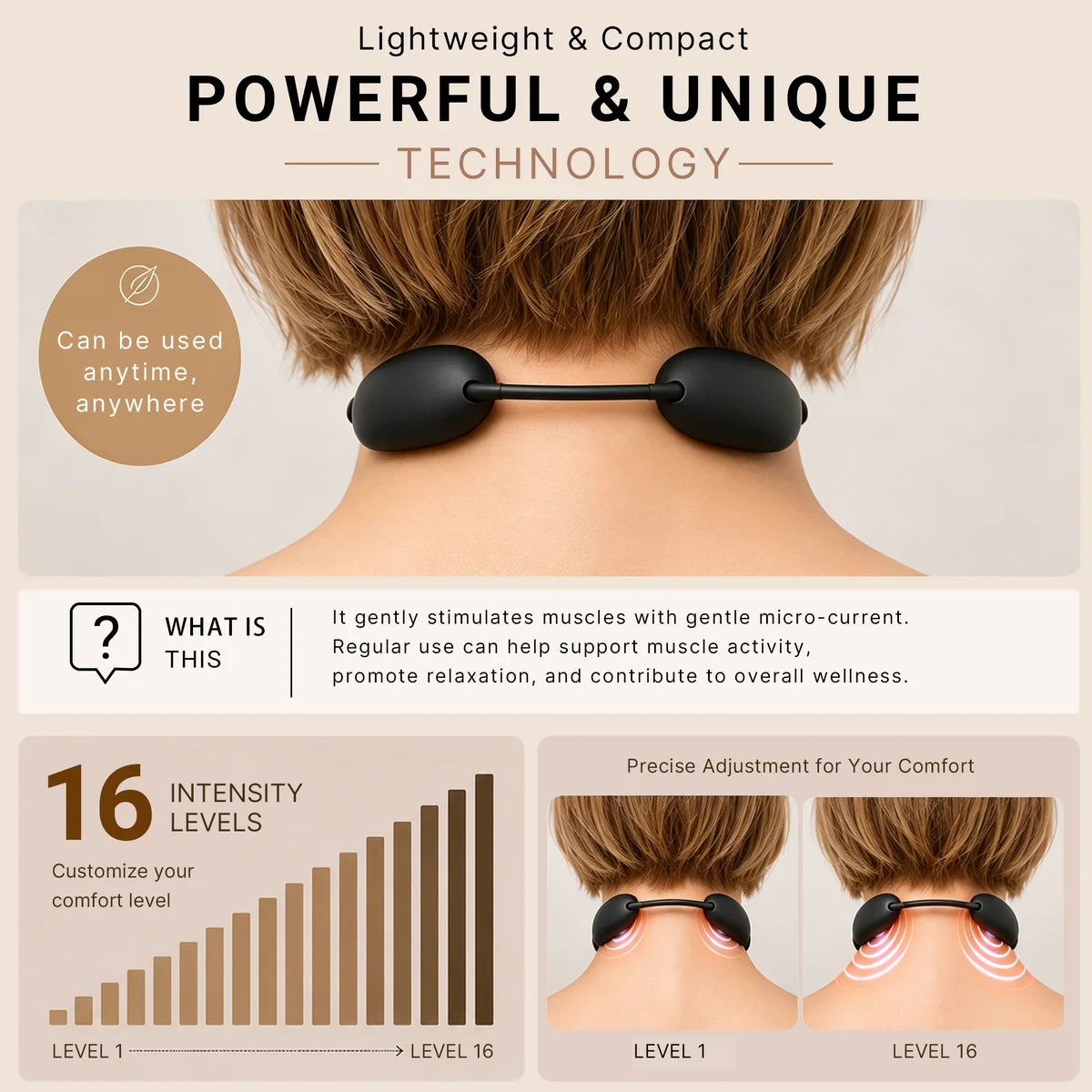 Pendant Neck Relaxer with Heat – Wearable EMS Massager