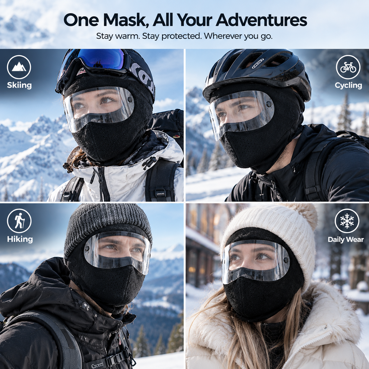 Winter Windproof Face Mask – Full-Coverage Thermal Shield with Clear Lens