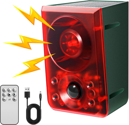 Solar Motion Sensor Alarm – 130dB Wildlife Deterrent with Flashing Lights