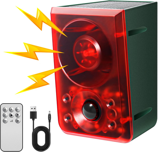 Solar Motion Sensor Alarm – 130dB Wildlife Deterrent with Flashing Lights