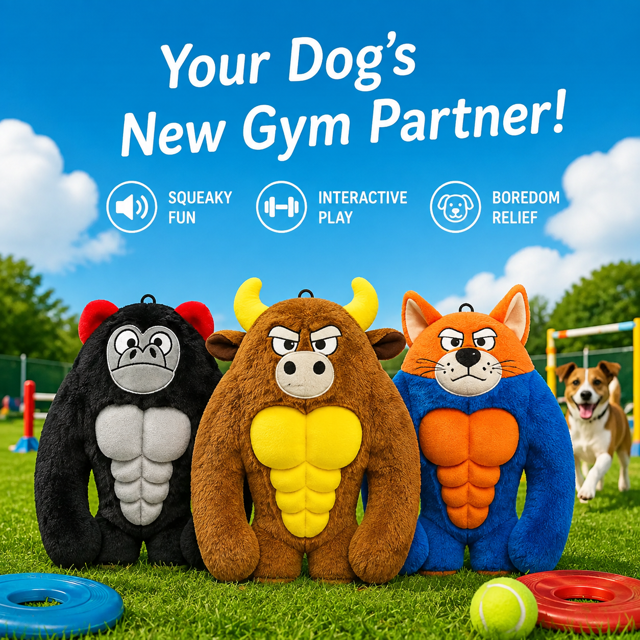 Muscle Monster Dog Toys-Squeaky Plush for Medium Large Dogs