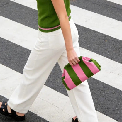 Women's Knitted Striped Cloud Bag