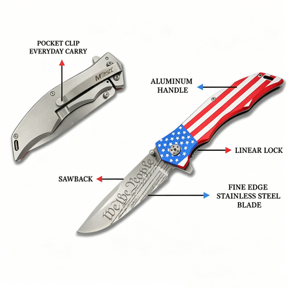 XA849CL Flag Assisted Opening Drop Point Linerlock Folding Pocket Tool
